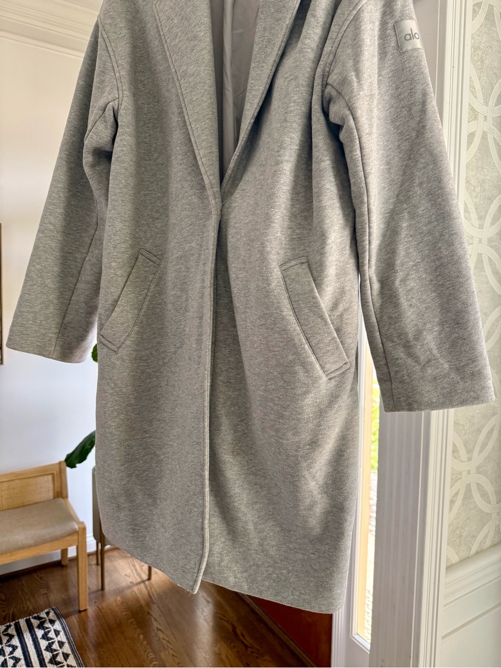 ALO Yoga Light Gray Tailored Trench Coat - Picture 3 of 8